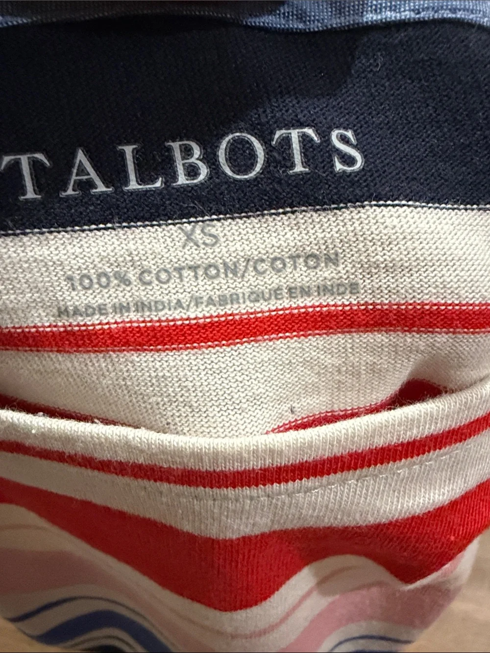 Talbots Authentic 3/4 Sleeve Striped Boatneck Top in Red, Pink & Blue - Picture 6 of 6